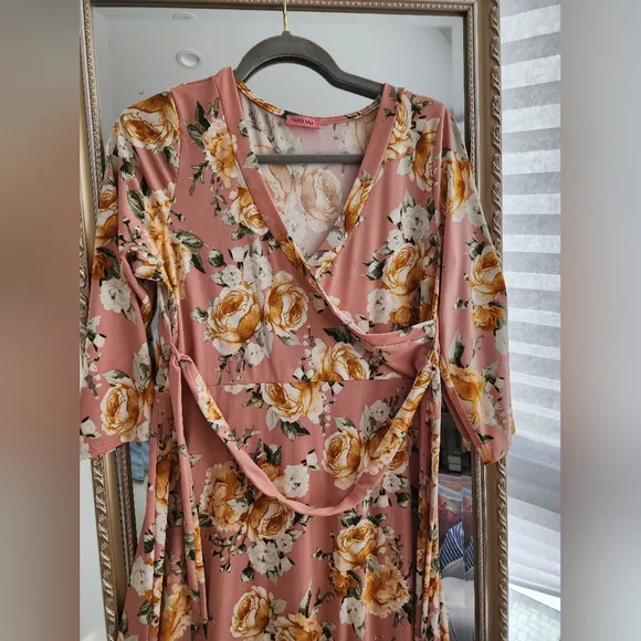 Hello Miz Dusty Rose Floral Maxi Dress | Size L - Picture 4 of 5